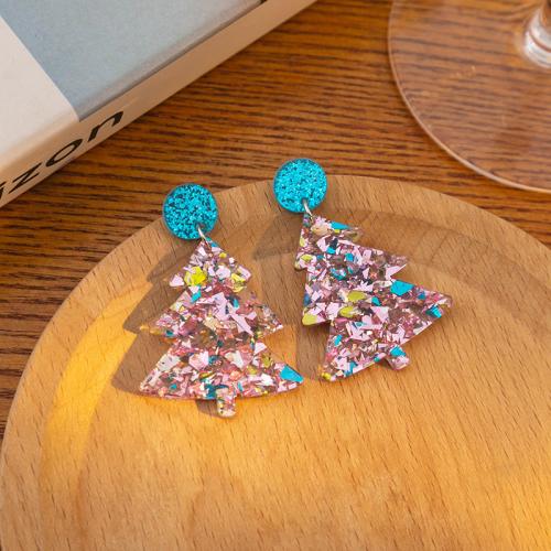 Christmas Earrings, Acrylic, Christmas Tree, Christmas Design & for woman 