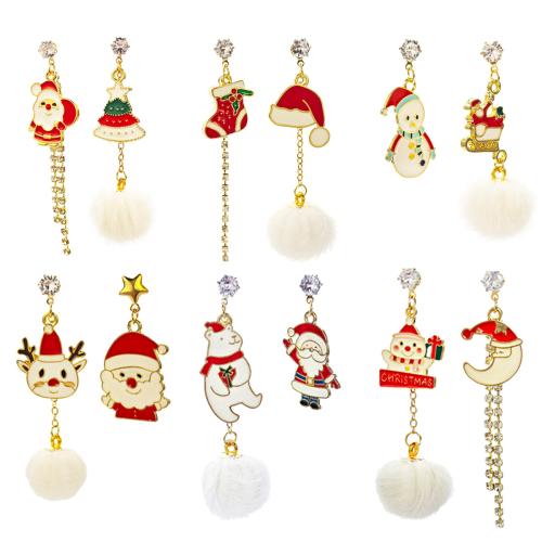 Christmas Earrings, Zinc Alloy, Christmas Design & for woman & enamel 