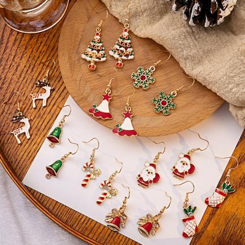 Pendientes de Navidad, aleación de zinc, Diseño de Navidad & diferentes estilos para la opción & para mujer & esmalte, Vendido por Par