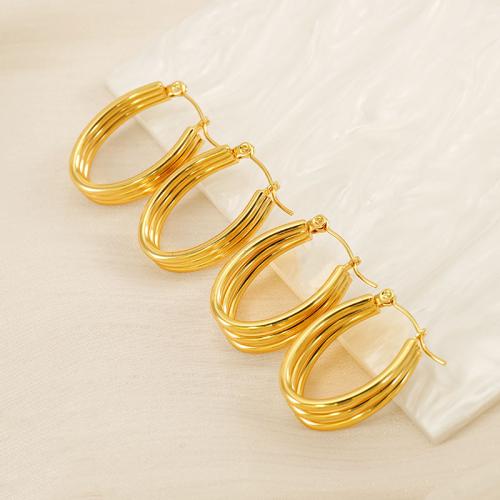 Stainless Steel Leverback Earring, 304 Stainless Steel, 18K gold plated, fashion jewelry & for woman, golden 