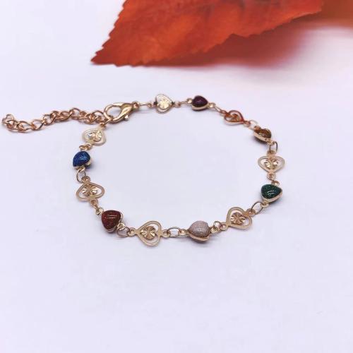 Bracelets En alliage de zinc, avec 5cm chaînes de rallonge, coeur, Placage, bijoux de mode & pour femme, plus de couleurs à choisir Environ 19 cm, Vendu par PC[