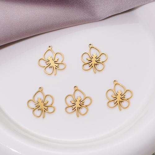 Stainless Steel Flower Pendant, 304 Stainless Steel, Vacuum Ion Plating, DIY 20mm 