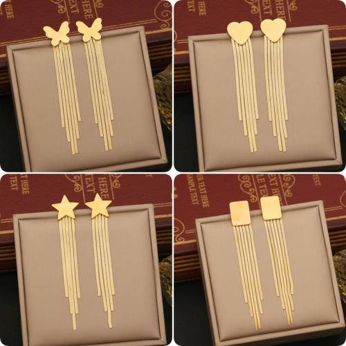 Fashion Fringe Earrings, 304 Stainless Steel, Vacuum Ion Plating & Bohemian style & for woman 