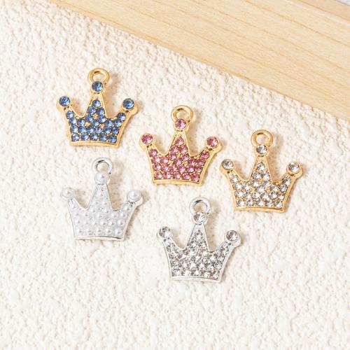 Zinc Alloy Rhinestone Pendants, Crown, plated, DIY & with rhinestone 