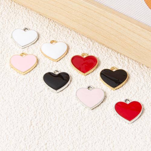 Zinc Alloy Enamel Pendants, Heart, plated, DIY 