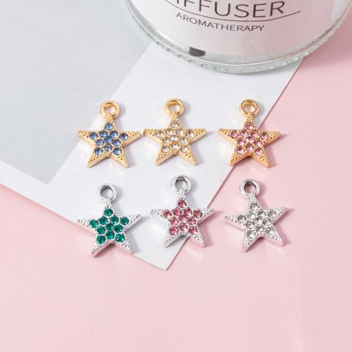 Zinc Alloy Rhinestone Pendants, Star, plated, DIY & with rhinestone 