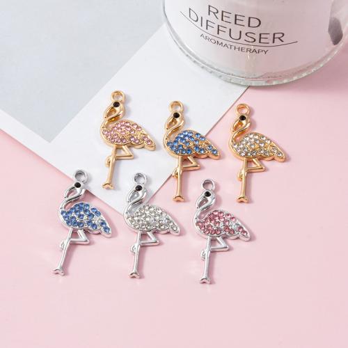 Zinc Alloy Rhinestone Pendants, Bird, plated, DIY & with rhinestone 