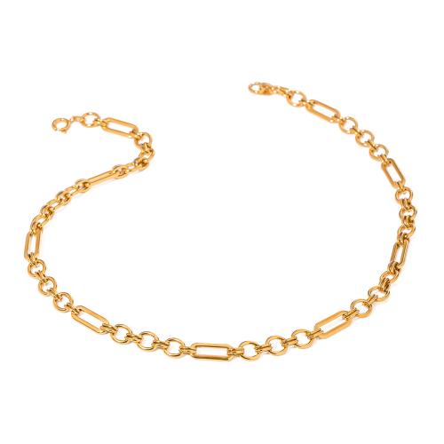 Stainless Steel Chain Necklace, 304 Stainless Steel, gold color plated, fashion jewelry, golden [