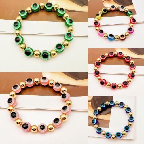 Evil Eye Jewelry Bracelet, Zinc Alloy, with Resin, plated, fashion jewelry bracelet circumference is 19cm [