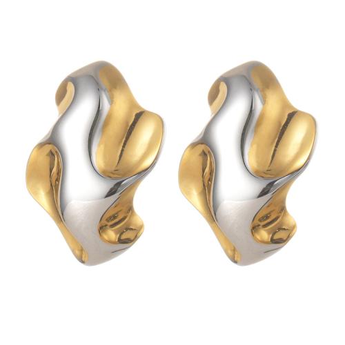 Stainless Steel Stud Earring, 304 Stainless Steel, plated, fashion jewelry & for woman & two tone 