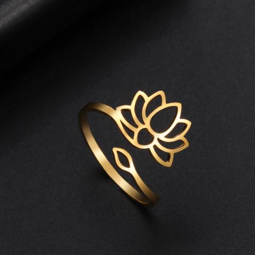 Stainless Steel Finger Ring, 304 Stainless Steel, Flower, plated, fashion jewelry & for woman & hollow 