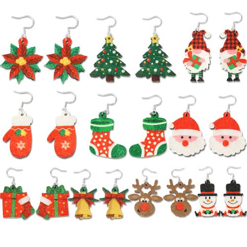 Christmas Earrings, Felt, with Zinc Alloy, Christmas Design & fashion jewelry & for woman 