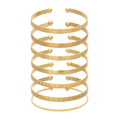 Zinc Alloy Cuff Bangle, plated, 7 pieces & fashion jewelry & for woman 