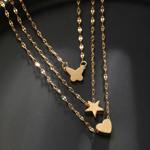 Zinc Alloy Necklace, plated, fashion jewelry & for woman, golden 