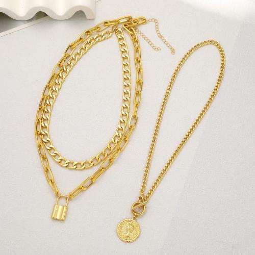 Zinc Alloy Necklace, plated, three pieces & fashion jewelry & for woman, golden 