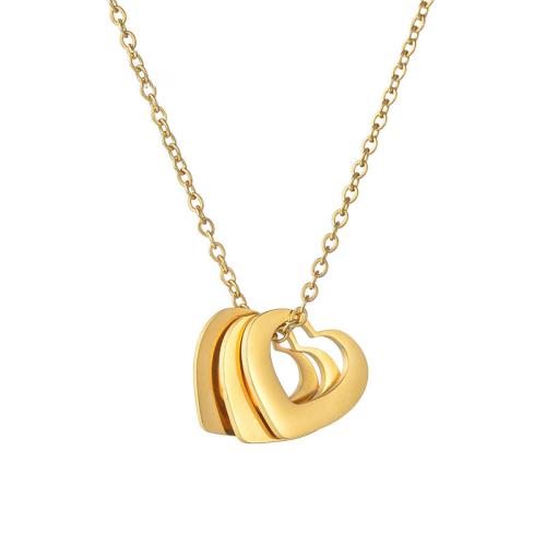 Stainless Steel Jewelry Necklace, 304 Stainless Steel, Heart, plated, for woman, gold Approx 41-50 cm [