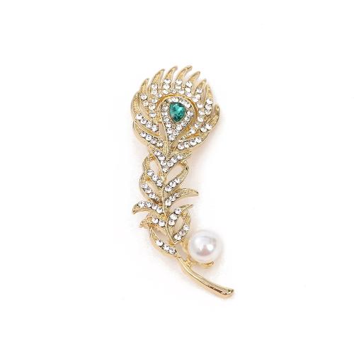 Zinc Alloy Jewelry Brooch, with Cats Eye & Plastic Pearl & for woman & enamel & with rhinestone 