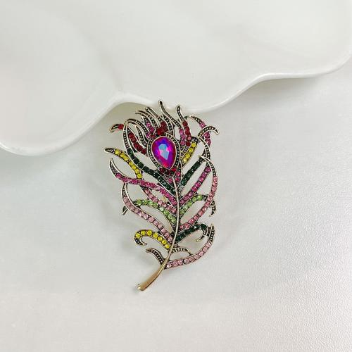 Broche de joyería de la aleación del cinc, aleación de zinc, para mujer & con diamantes de imitación, multicolor, 70x50mm, Vendido por UD[