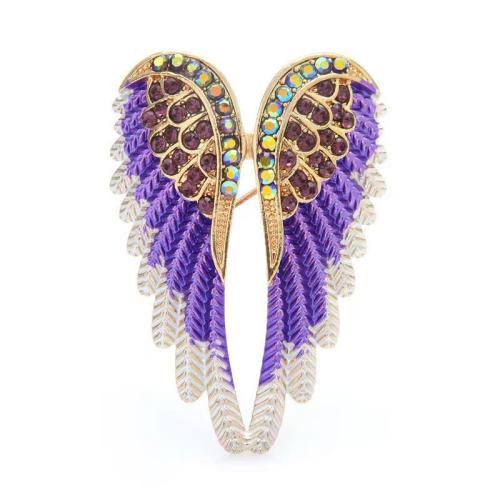 Zinc Alloy Jewelry Brooch, plated, for woman & enamel & with rhinestone 