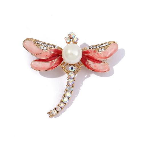 Zinc Alloy Jewelry Brooch, with Plastic Pearl, plated & for woman & with rhinestone 