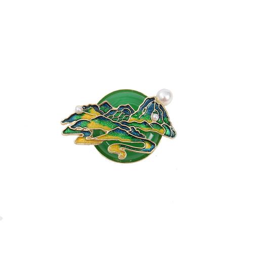 Zinc Alloy Jewelry Brooch, with Jade & Plastic Pearl & for woman & enamel & with rhinestone [