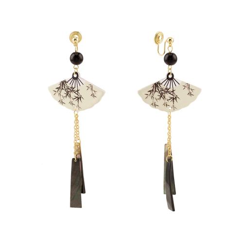 Zinc Alloy Drop Earring, with Shell, plated & for woman, golden 