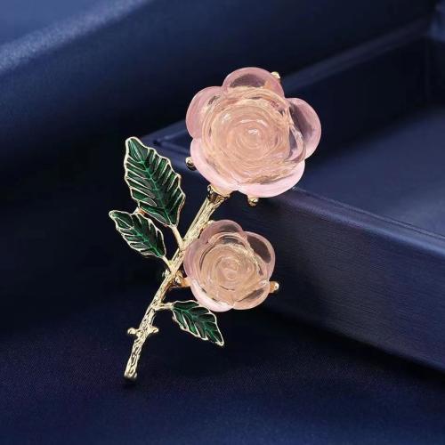 Zinc Alloy Jewelry Brooch, with Resin, for woman, pink [