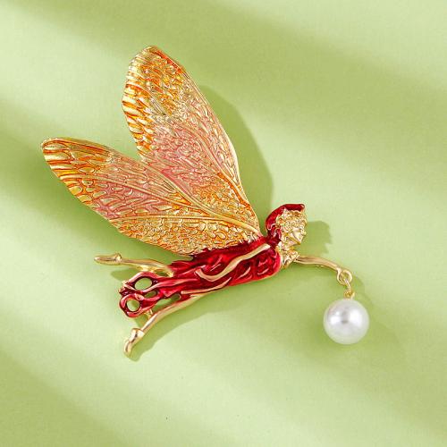 Zinc Alloy Jewelry Brooch, with Plastic Pearl, plated & for woman & enamel 