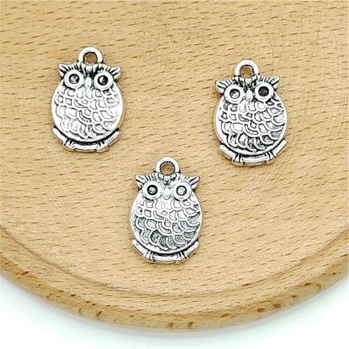 Pendentifs animaux en alliage de zinc, hibou, Plaqué de couleur d'argent, DIY Vendu par sac[