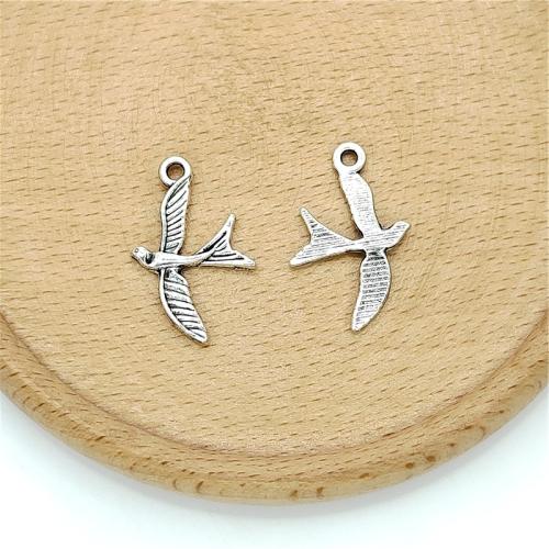 Zinc Alloy Animal Pendants, Bird, antique silver color plated, DIY [