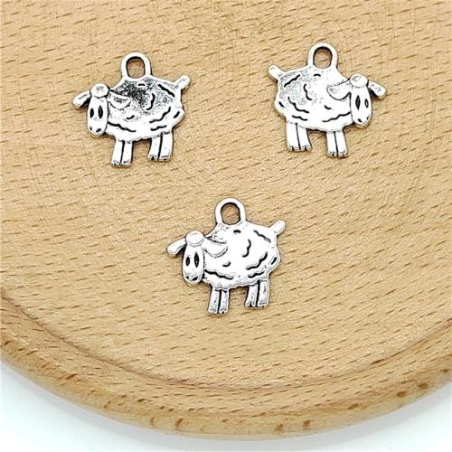 Pendentifs animaux en alliage de zinc, mouton, Plaqué de couleur d'argent, DIY Vendu par sac