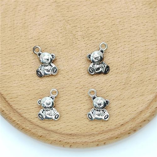 Colgantes Animales de Aleación de Zinc, Oso, chapado en color de plata antigua, Bricolaje, 10x14mm, 100PCs/Bolsa, Vendido por Bolsa[