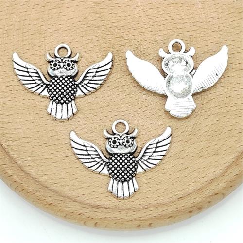 Zinc Alloy Animal Pendants, Owl, antique silver color plated, DIY [