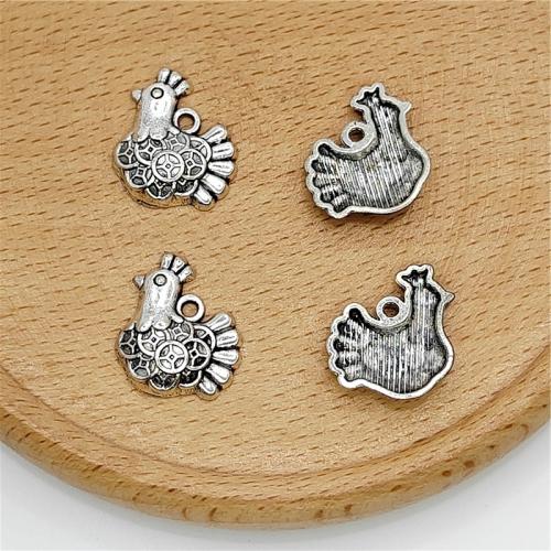 Zinc Alloy Animal Pendants, Chicken, antique silver color plated, DIY [