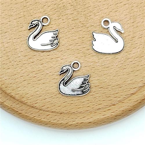 Pendentifs animaux en alliage de zinc, cygne, Plaqué de couleur d'argent, DIY Vendu par sac[