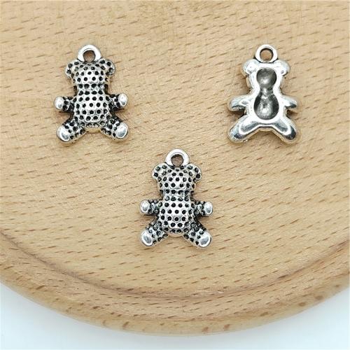 Zinc Alloy Animal Pendants, Bear, antique silver color plated, DIY [