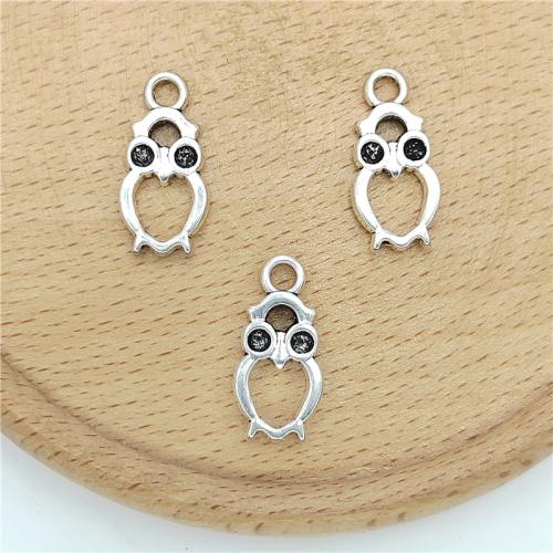 Zinc Alloy Animal Pendants, Owl, antique silver color plated, DIY [