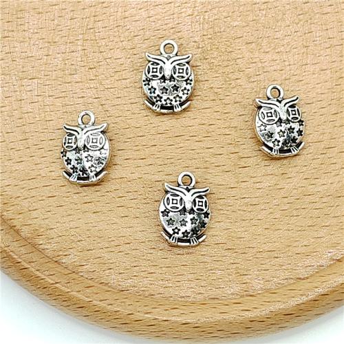 Zinc Alloy Animal Pendants, Owl, antique silver color plated, DIY [