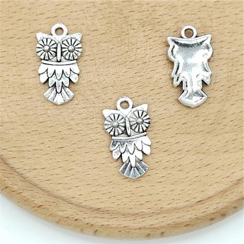 Zinc Alloy Animal Pendants, Owl, antique silver color plated, DIY [