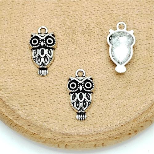 Zinc Alloy Animal Pendants, Owl, antique silver color plated, DIY [