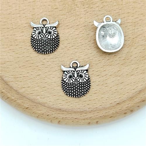 Zinc Alloy Animal Pendants, Owl, antique silver color plated, DIY [