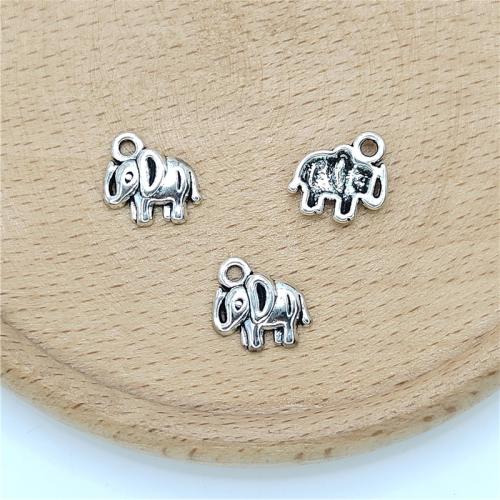 Pendentifs animaux en alliage de zinc, éléphant, Plaqué de couleur d'argent, DIY Vendu par sac[