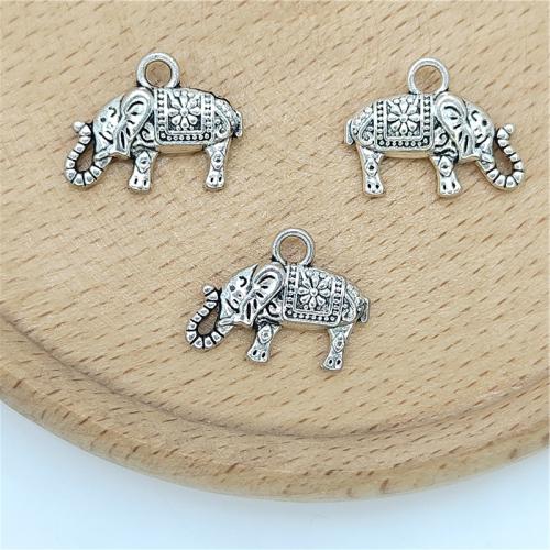 Zinc Alloy Animal Pendants, Elephant, antique silver color plated, DIY [