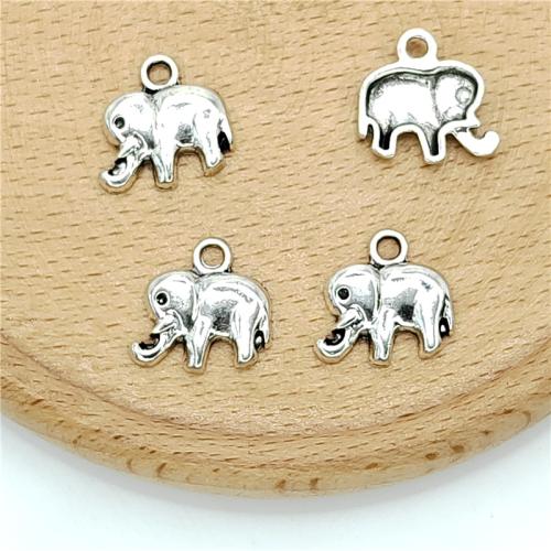 Zinklegierung Tier Anhänger, Elephant, antik silberfarben plattiert, DIY, 14x14mm, 100PCs/Tasche, verkauft von Tasche[