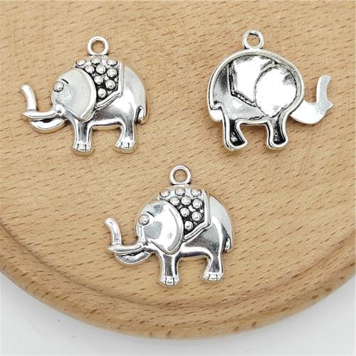 Pendentifs animaux en alliage de zinc, éléphant, Plaqué de couleur d'argent, DIY Vendu par sac[