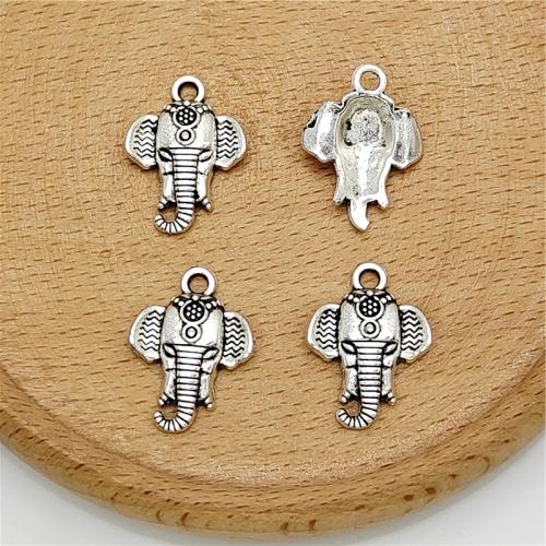 Pendentifs animaux en alliage de zinc, éléphant, Plaqué de couleur d'argent, DIY Vendu par sac[