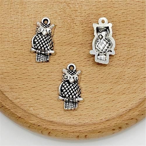 Zinc Alloy Animal Pendants, Owl, antique silver color plated, DIY [