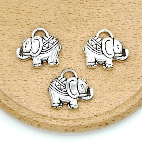 Pendentifs animaux en alliage de zinc, éléphant, Plaqué de couleur d'argent, DIY Vendu par sac[