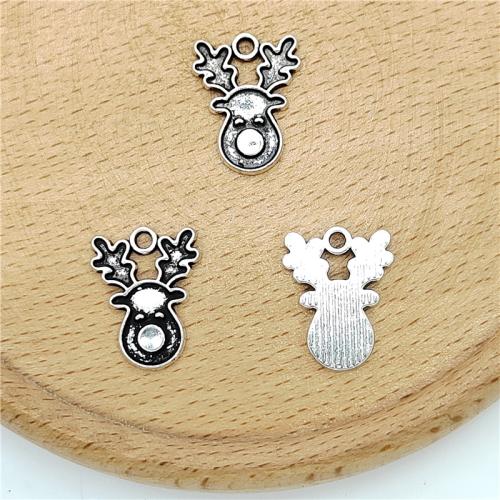 Zinc Alloy Animal Pendants, Christmas Reindeer, antique silver color plated, DIY [