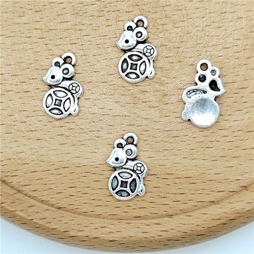 Zinc Alloy Animal Pendants, Mouse, antique silver color plated, DIY [